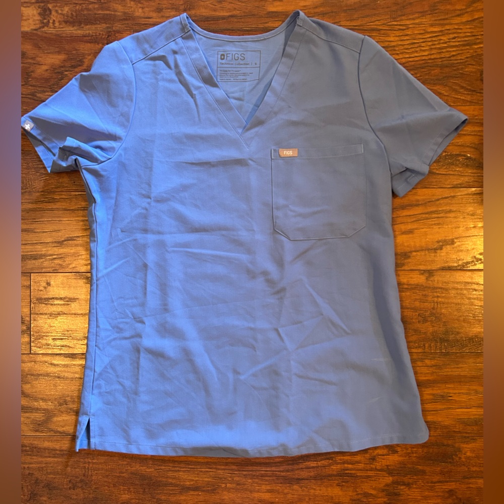 Figs Blue Scrub Top FW1000 Small